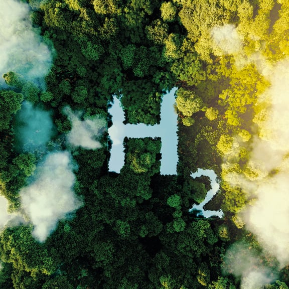 Wasserstoff H2 über einem Wald